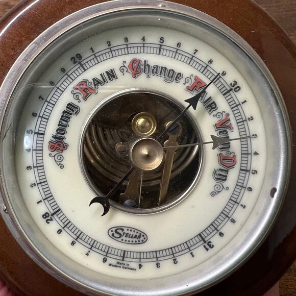 Vintage Stellar Barometer Mid Century Western Germany Helm Ship Wheel Nautical - Picture 5 of 8